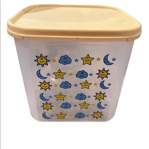 TUPPERWARE MODULAR MATES SQUARE #3 STARS MOON CLOUDS‎ 17 CUP STORAGE BLUE YELLOW